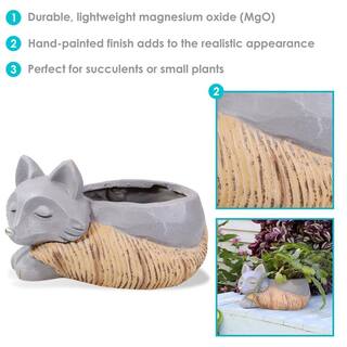 Sunnydaze Sunnydaze 8 in. Indoor Ceramic Planter Statue Finley The Fox ART-240