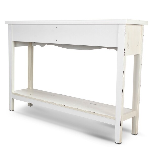 BELLEZE Distressed Wood 2-Drawer Traditional Entryway Console Table