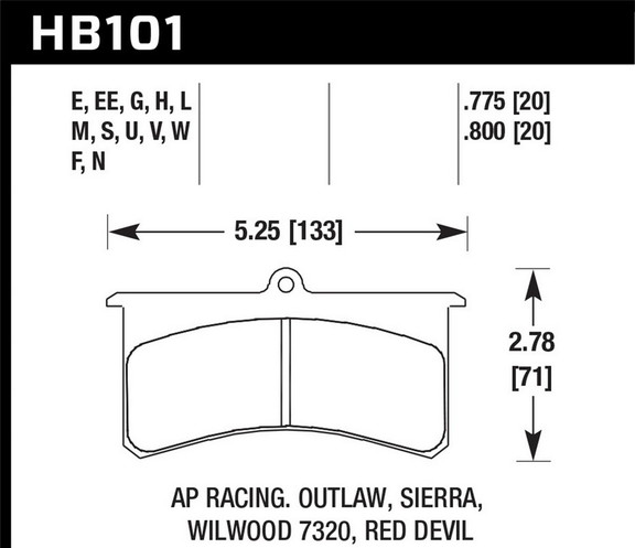 Hawk Performance HB101H.800 DTC 05 Disc Brake Pad