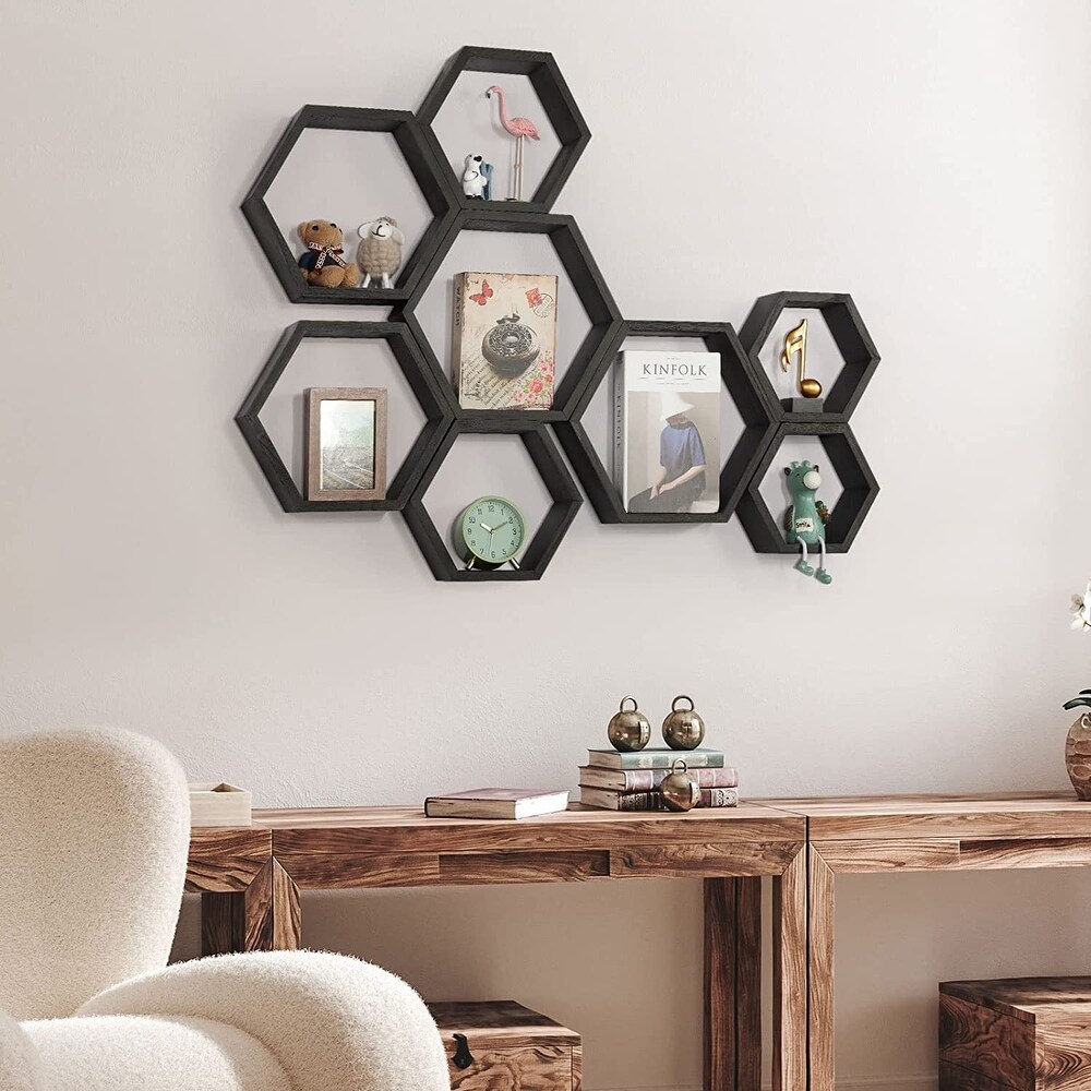 Wall Mounted Hexagon Floating Shelves