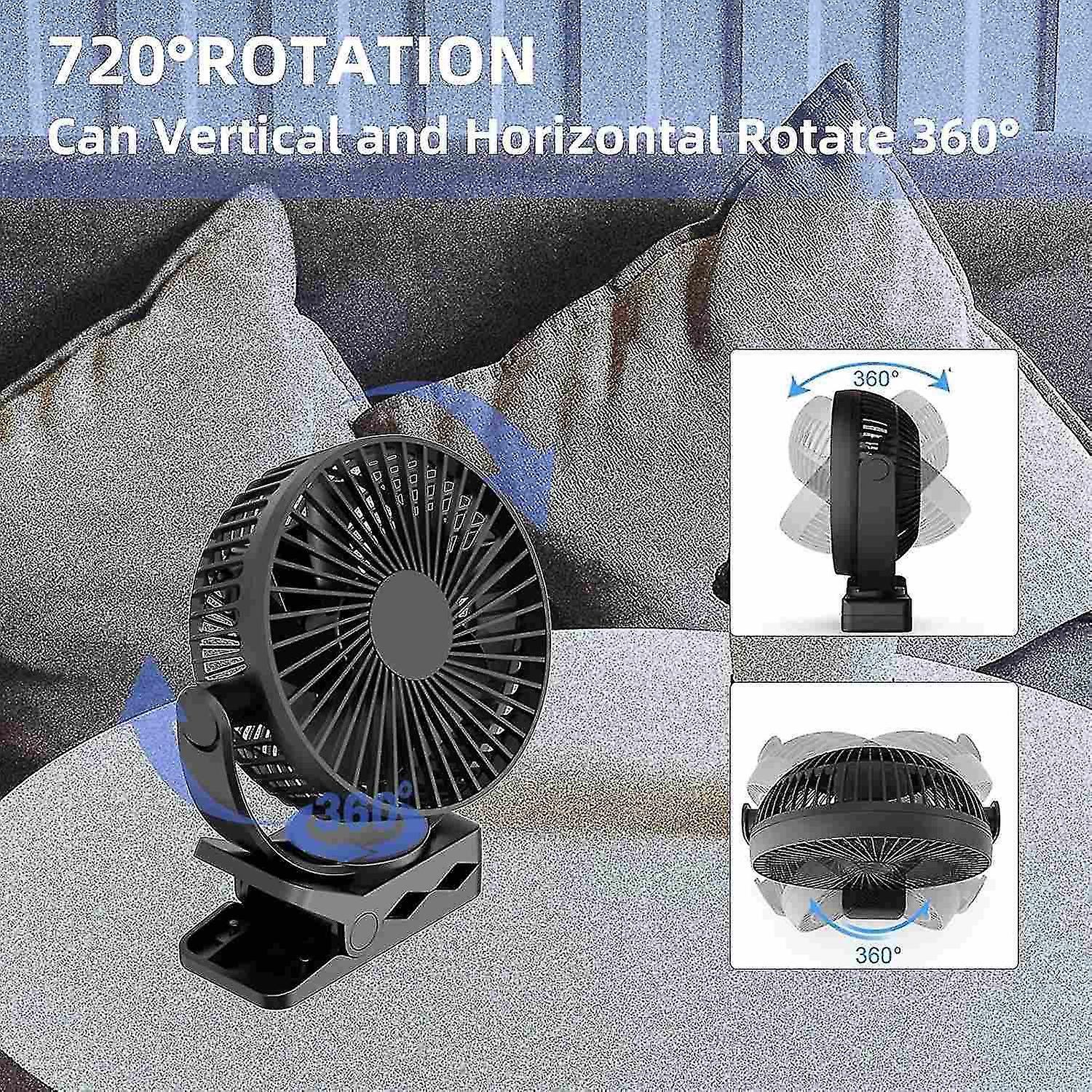 Clip Fan， 6 Inch Mini Quiet Desk Fan， 5000mah Usb Rechargeable Battery Operated Clip On Fan， Usb Des