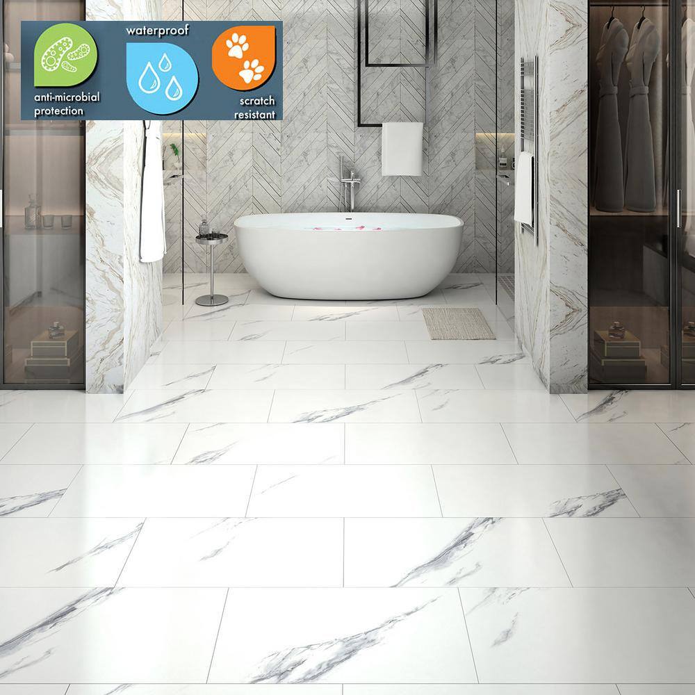 Lifeproof Luminescent Sky 6 MIL x 12 in. W x 24 in. L Click Lock Waterproof Vinyl Tile Flooring (20.7 sqftcase) HLRVP663-C