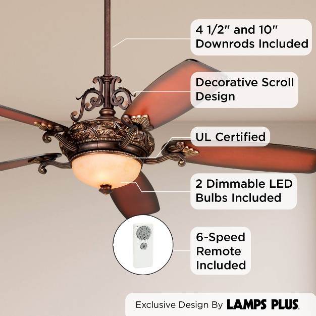 Casa Vieja Esperanza Vintage Indoor Ceiling Fan With Dimmable Led Light Remote Bronze Gold Shaded Teak For Living Room Kitchen House Bedroom Home