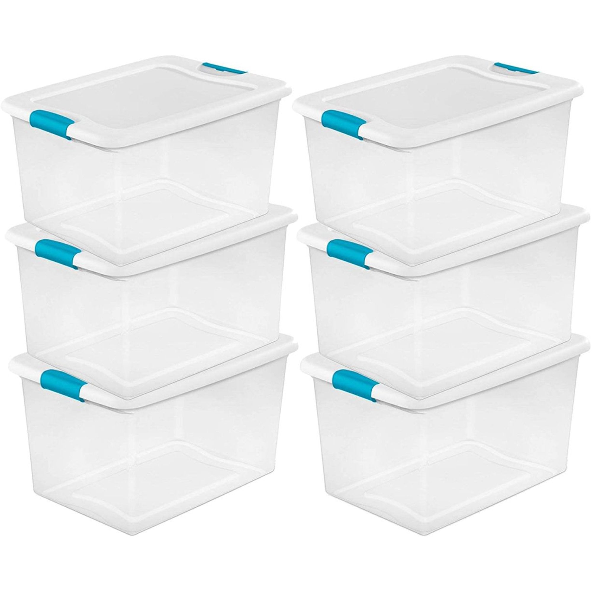 sterilite 64 quart clear storage tote with lids lot of 6