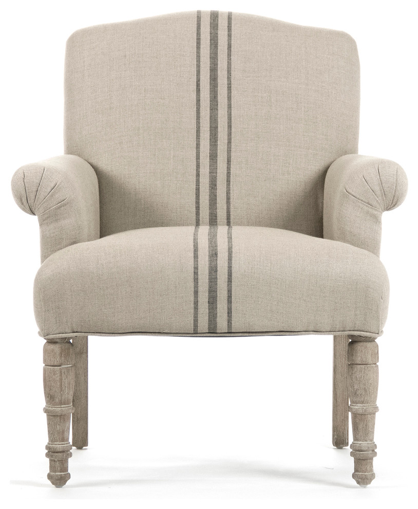 Rana Club Chair  Natural Linen With Blue Stripe   French Country   Armchairs And Accent Chairs   by Zentique  Inc.  Houzz