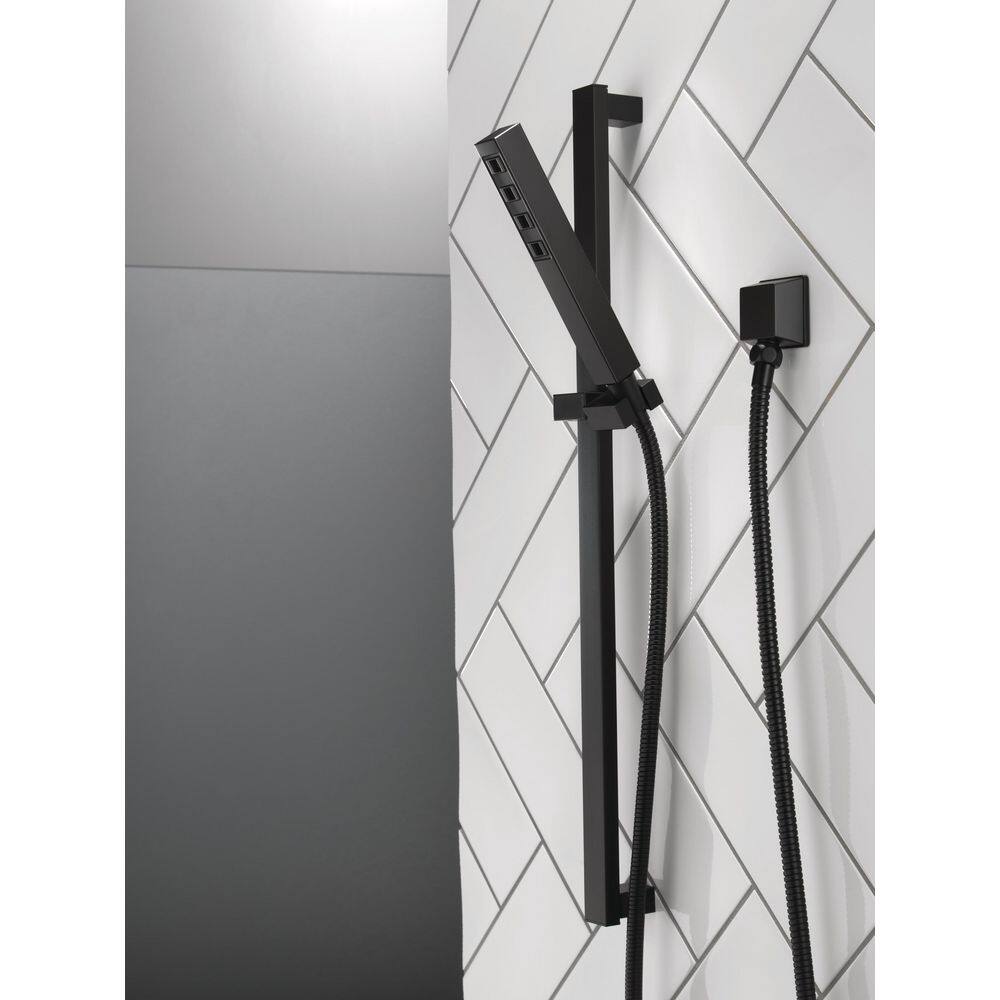 Delta 1-Spray Patterns 1.75 GPM 1.38 in. Wall Mount Handheld Shower Head with H2Okinetic in Matte Black 51567-BL