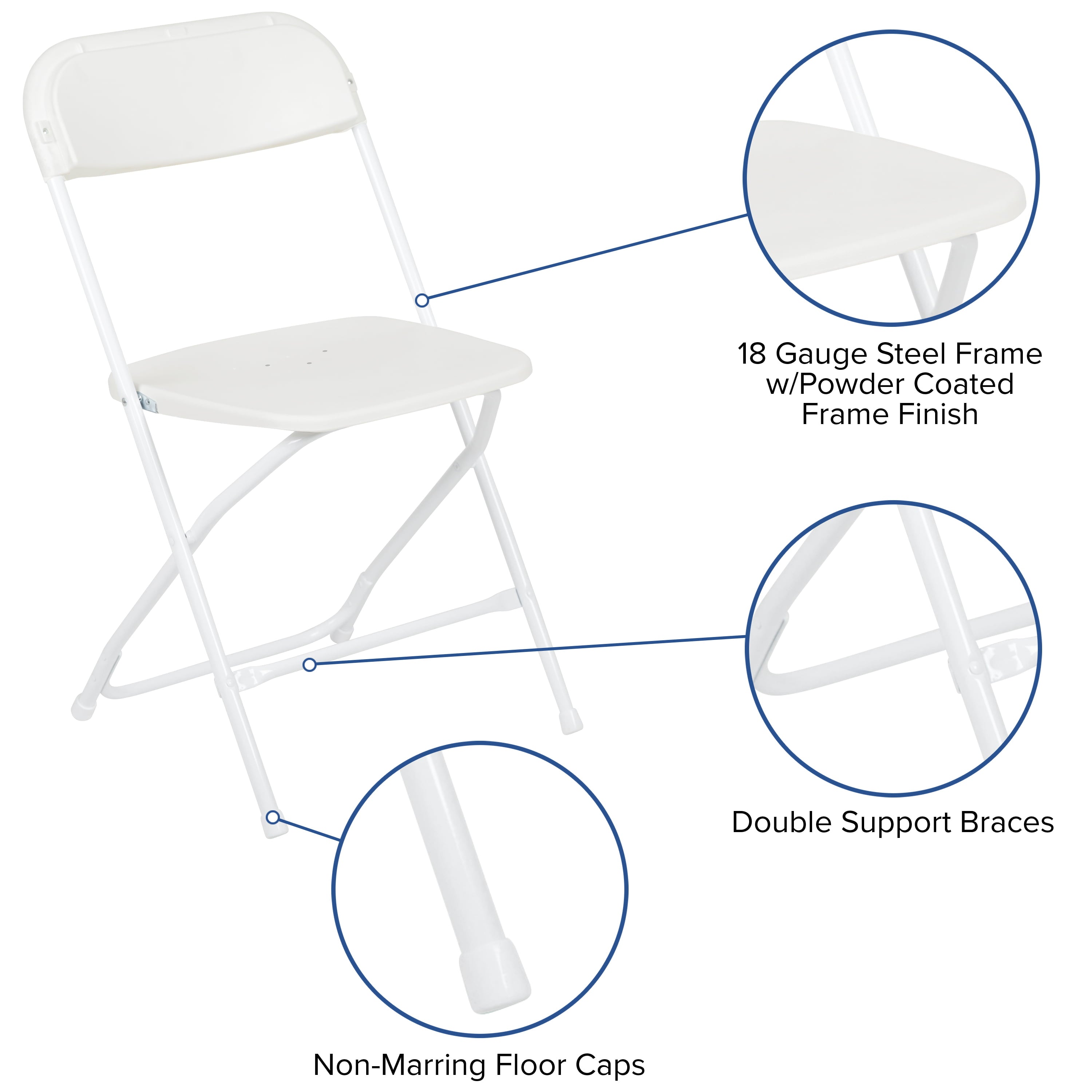 Flash Furniture Hercules™ Series Plastic Folding Chair - White - 6 Pack 650LB Weight Capacity Comfortable Event Chair-Lightweight Folding Chair