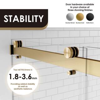 Altair Marcelo 60 in. W x 58 in. H Sliding Frameless Tub Door in Brushed Gold Finish with Clear Glass TS80160-BP-BG