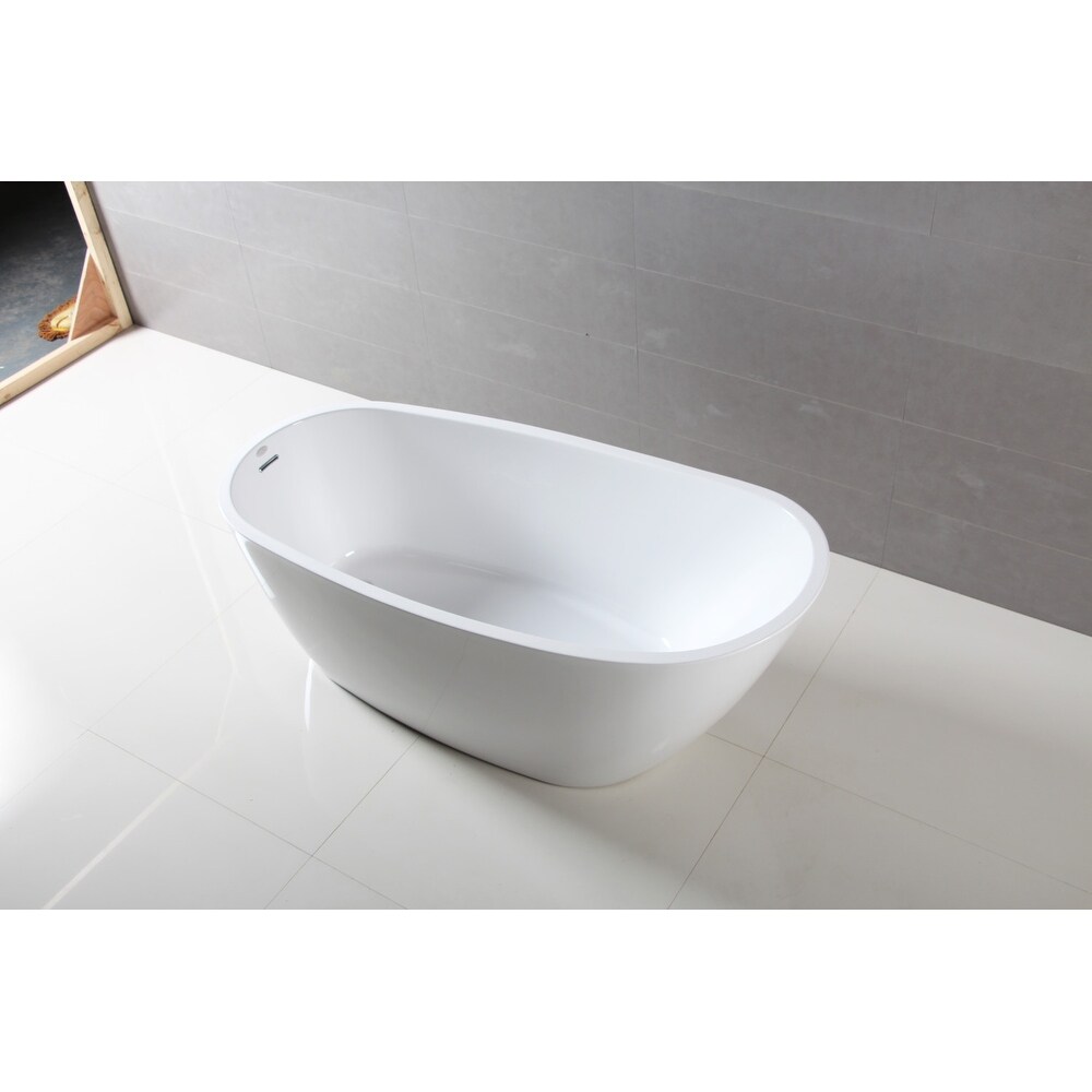 Aqua Eden 72 Inch Acrylic Freestanding Tub with Drain in Glossy White