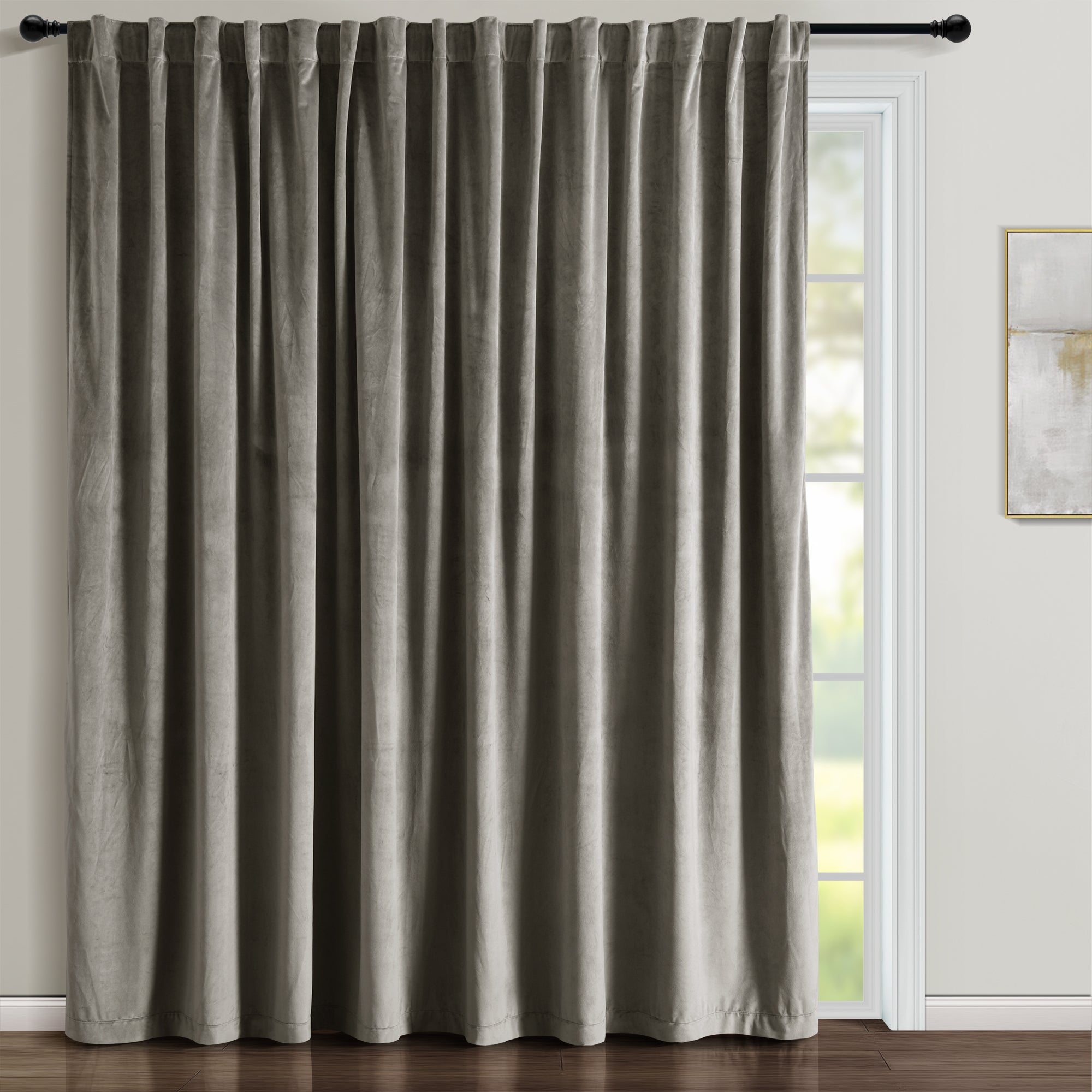 Prima Velvet Solid Ultra Wide Light Filtering Window Curtain Panel