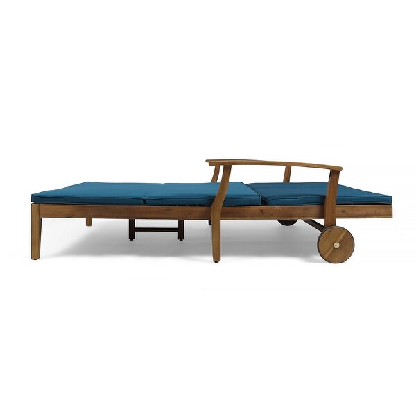 Perla Acacia Wood Double Chaise Lounge by Christopher Knight Home