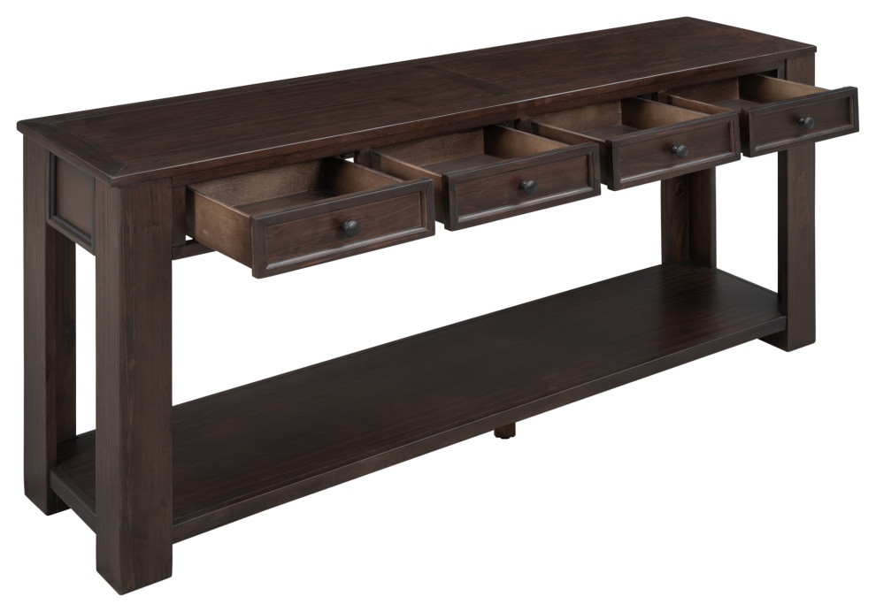 TATEUS 63 quotConsole Table Hallway Sofa Table With Storage Drawers Bottom Shelf   Transitional   Console Tables   by TATEUS LLC  Houzz