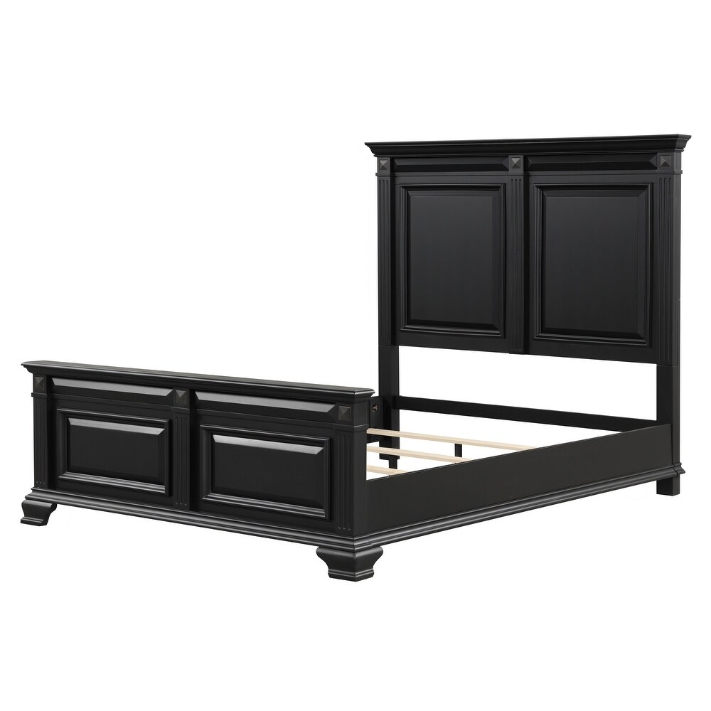 Roundhill Furniture Renova Vintage Black Wood Panel Bed