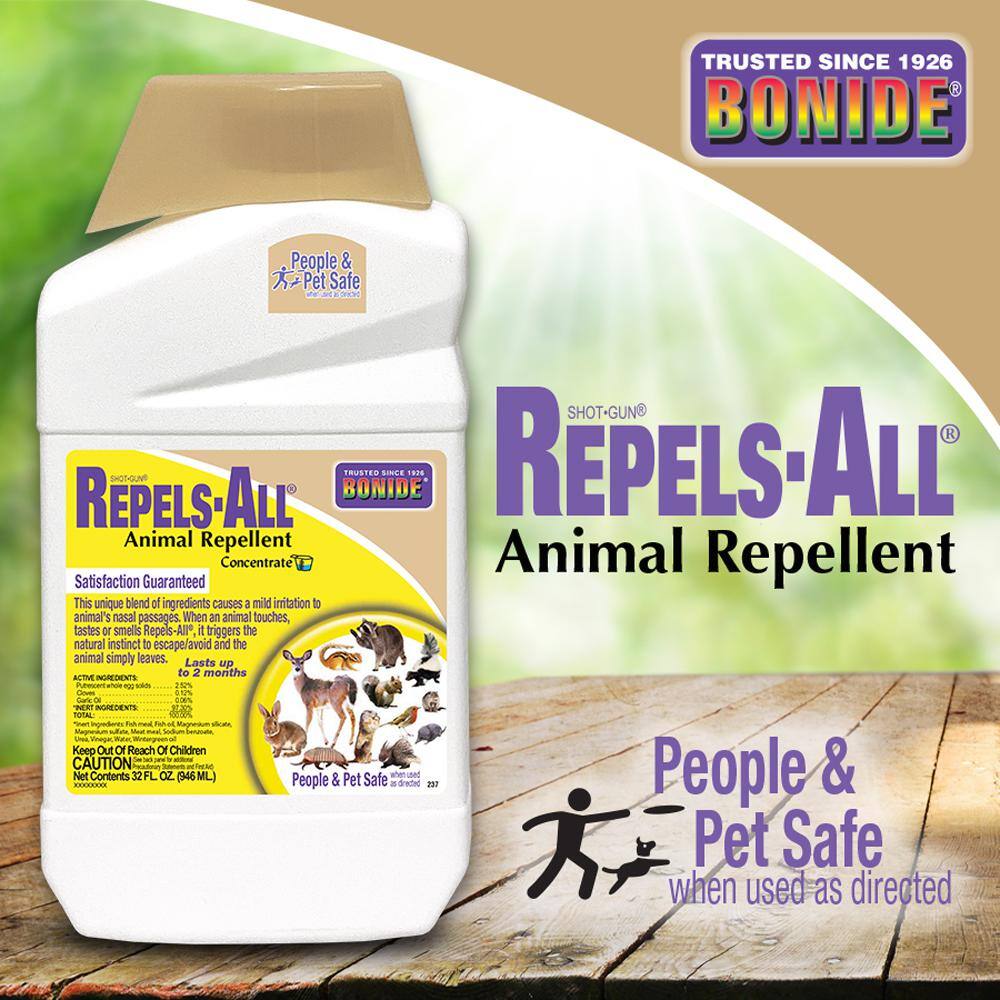 Bonide Repels-All Animal Repellent 32 oz Concentrate Long Lasting Outdoor Garden Deer Repellent People and Pet Safe 237