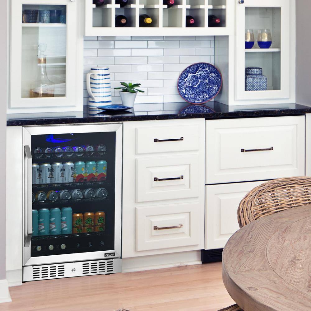 NewAir 24 in. 177 Can Capacity Built-in or Freestanding Beverage Refrigerator and Cooler NBC177SS00