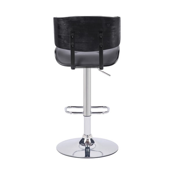 Adjustable Gray Tufted Faux Leather Black and Chrome Swivel Barstool. - 46