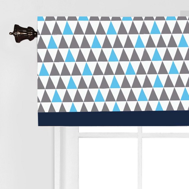 Bacati Triangles Aqua navy grey Boys Cotton Window Valance