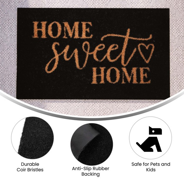 X Indoor outdoor Coir Doormat With Home Sweet Home Message And Non slip Backing