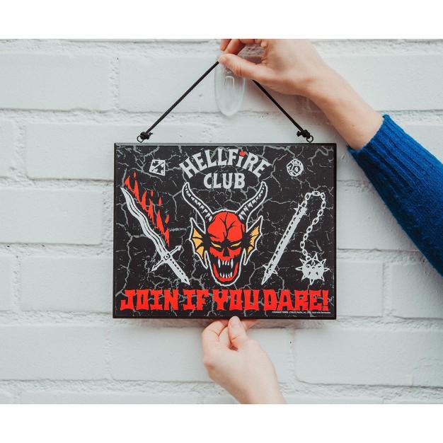 Silver Buffalo Stranger Things Hellfire Club Reversible Hanging Sign Wall Art 10 X 8 Inches