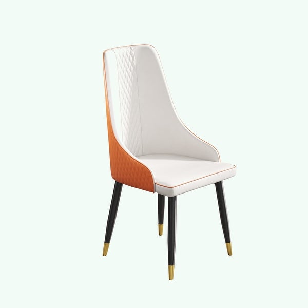 2pcs Dining Chair PU Leather Metal Leg