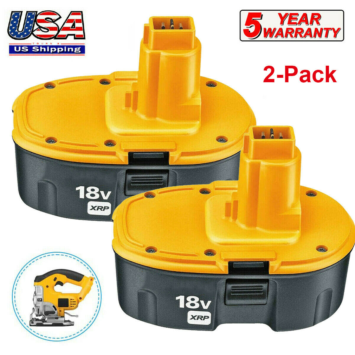 2 Pack 18 V XRP 4.0AH Battery for Dewalt DC9096-2 DC9098 DC9099 DC9096 DW9096