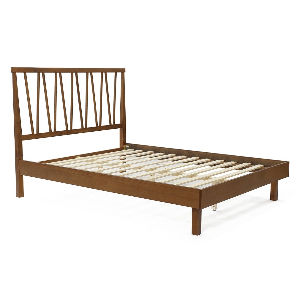 Wood V Open Panel Headboard and Frame Platform Bed Set  Queen/Full