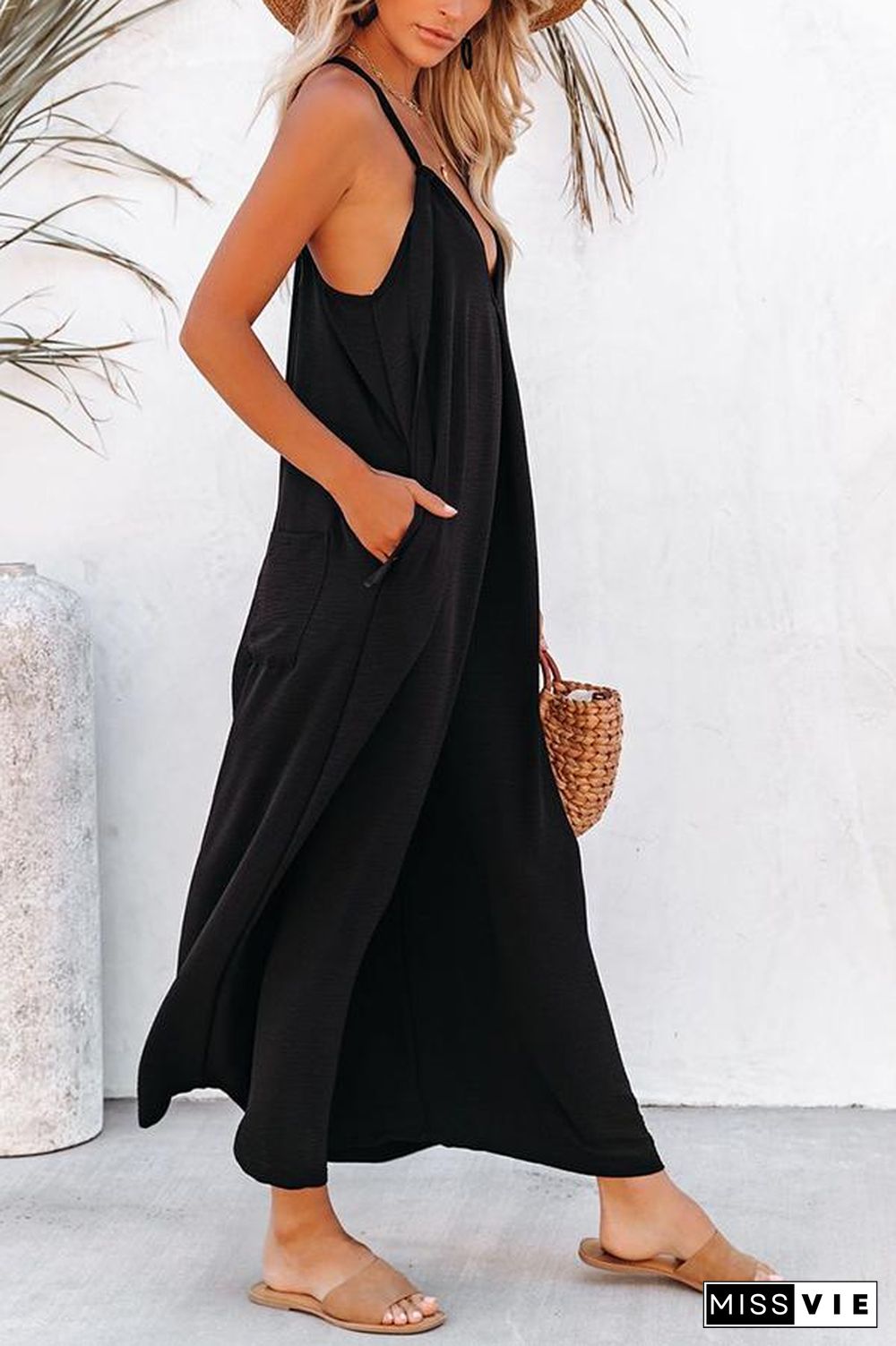 Perfectly Pocketed Wide Leg Adjustable Jumpsuit