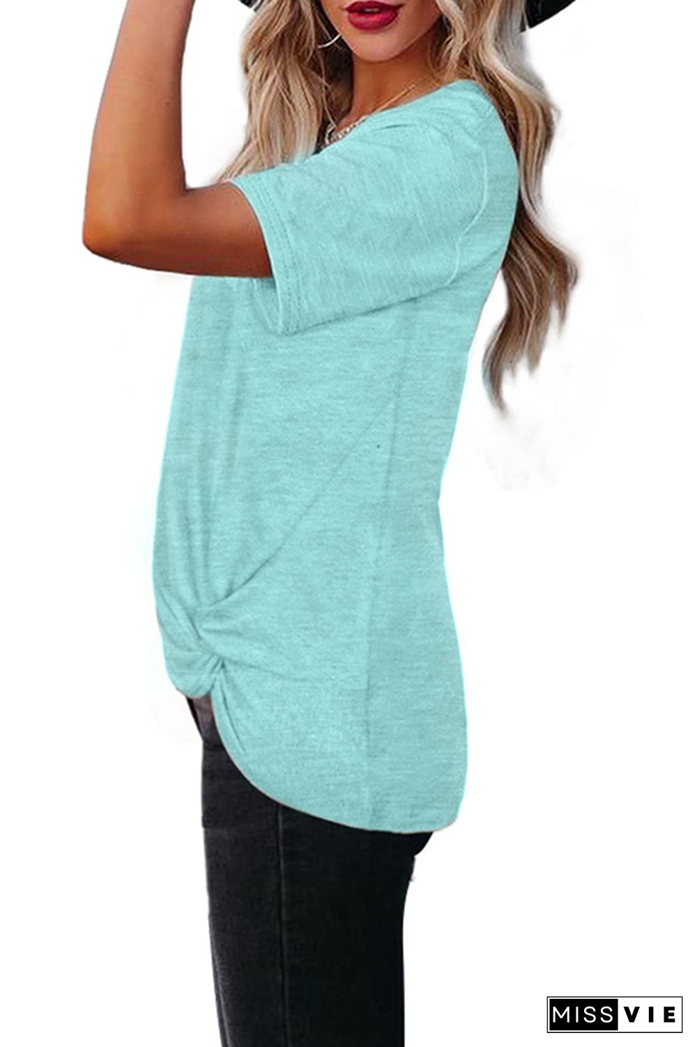 Criss-Cross Twisted Short Sleeves Tee Wholesale