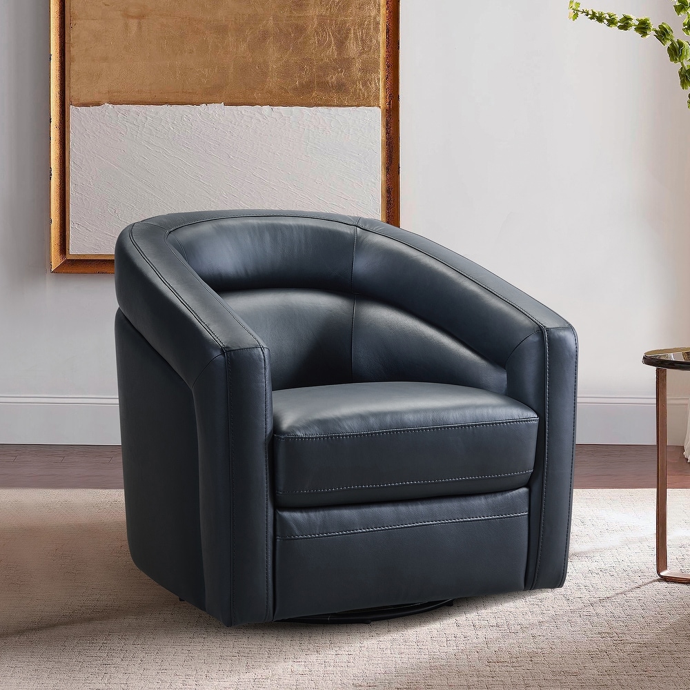 Desi Modern Leather Swivel Accent Arm Chair