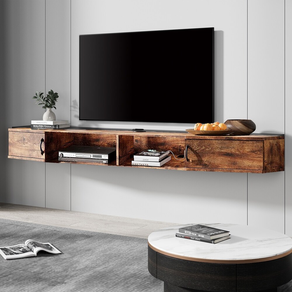 Fitueyes 70'' Floating TV Stand Wall Mounted TV Shelf Media Console