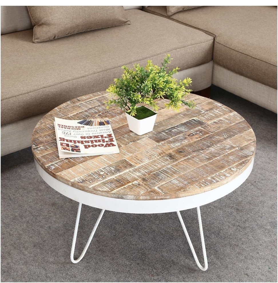 31 quotRound Industrial White Accent Coffee Table   Midcentury   Coffee Tables   by Sierra Living Concepts Inc  Houzz