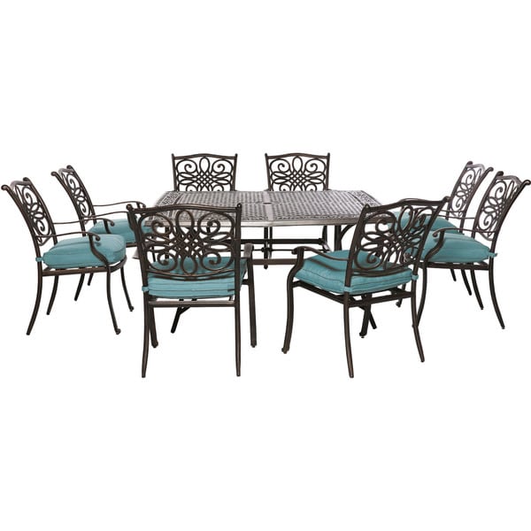 Cambridge Seasons Blue Cushion Aluminum 9piece Square Outdoor Dining Set