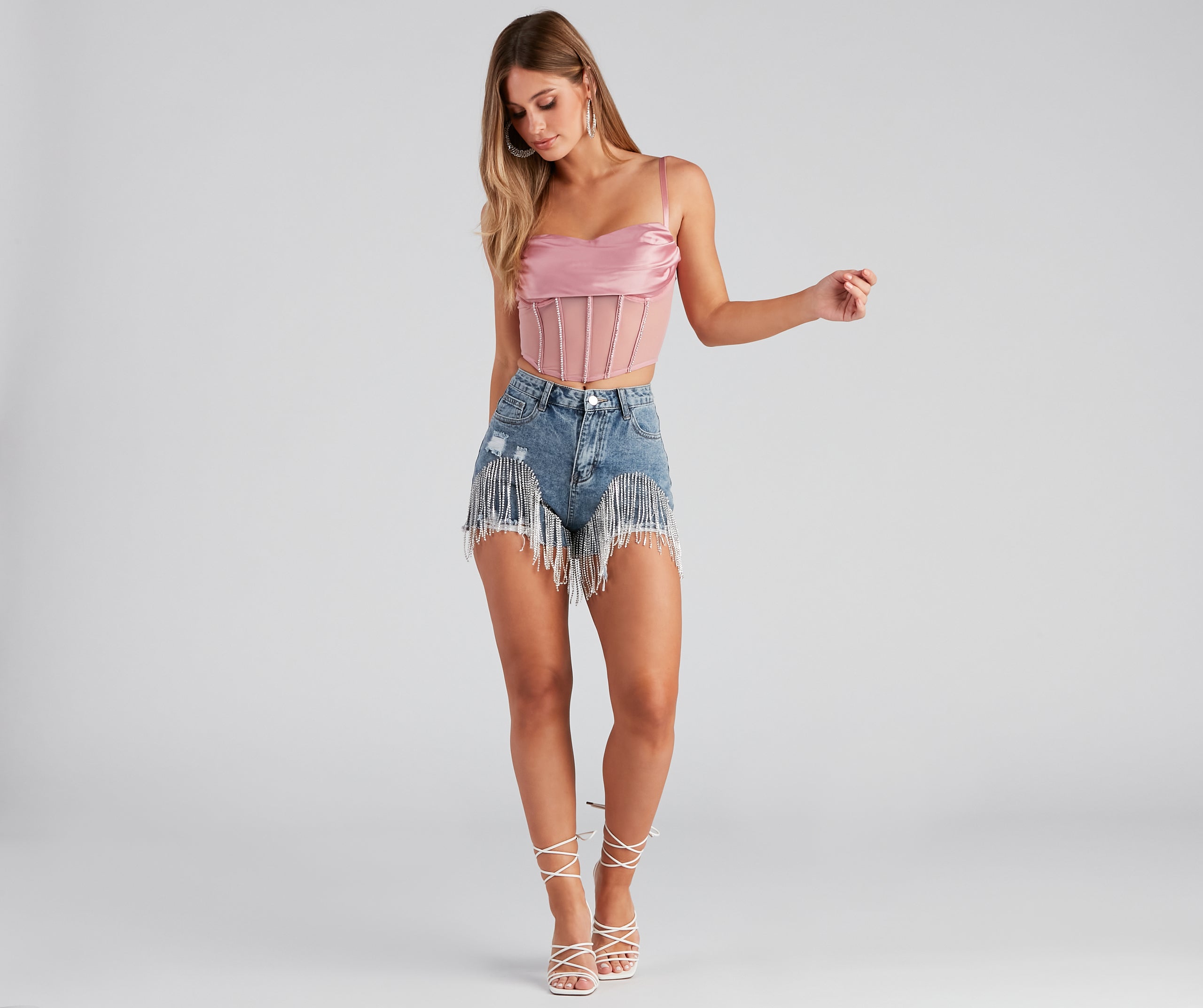 The Edge Of Fringe High Waist Denim Shorts