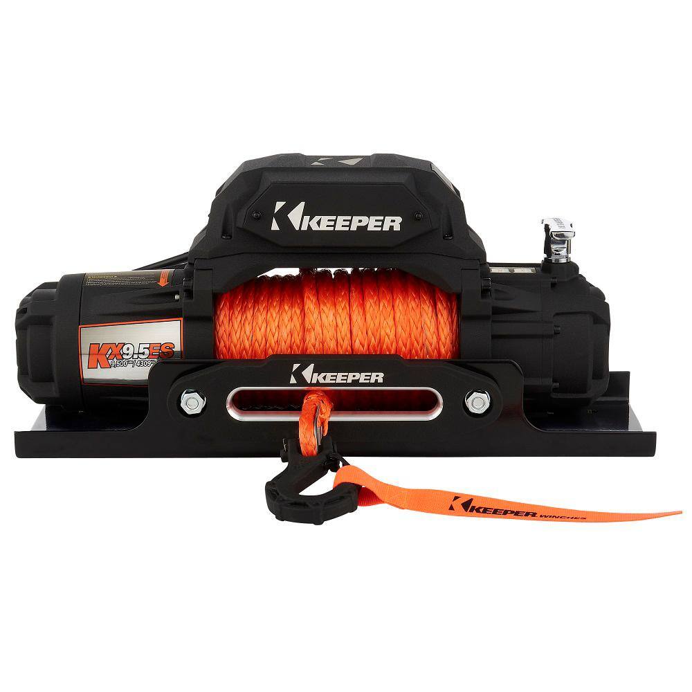 Keeper 12-Volt DC 9500 lbs. Winch with Synthetic Rope KX95132-1