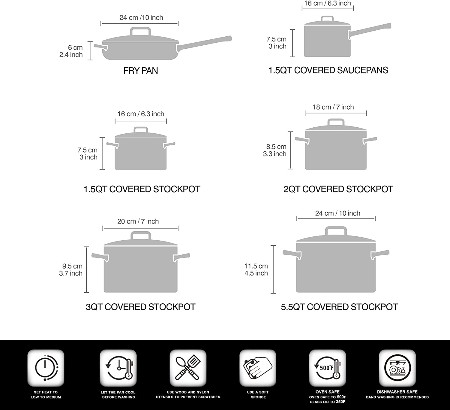 Cook N Home 12-Piece Stainless Steel Cookware Set， Silver