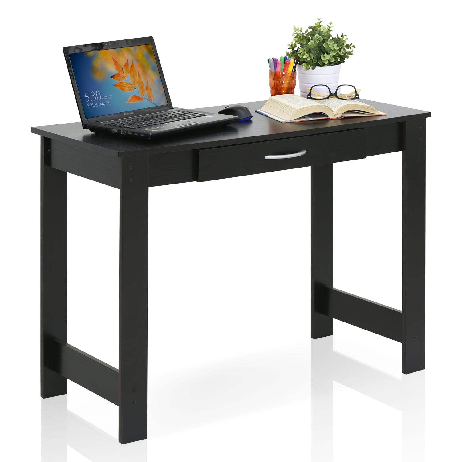 Furinno Jaya Writing Desk with Drawer, 15108BKW