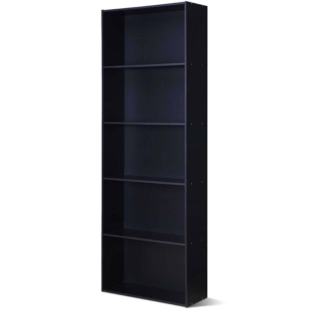 5 Shelf Storage Bookcase Modern Multi Functional Display Cabinet Furniture   Black   23.5\