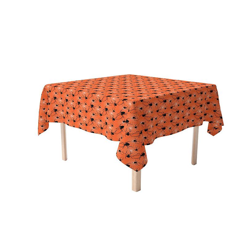 Square Tablecloth， 100% Polyester， 60x60， Halloween Spiders Web