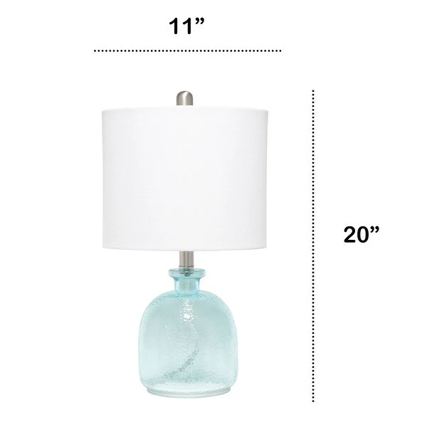 Lalia Home Hammered Glass Jar Table Lamp with White Linen Shade