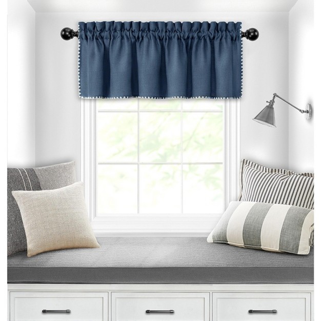 Kate Aurora Complete Coastal Hamptons Living Rod Pocket Textured Semi Sheer 3 Piece Window Curtain amp Valance Set