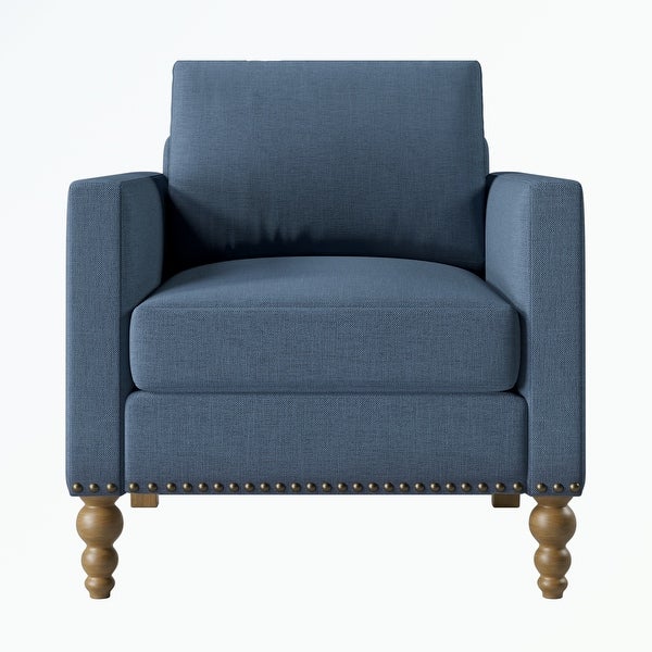 Linen Armchair Accent Chair with Wooden Legs