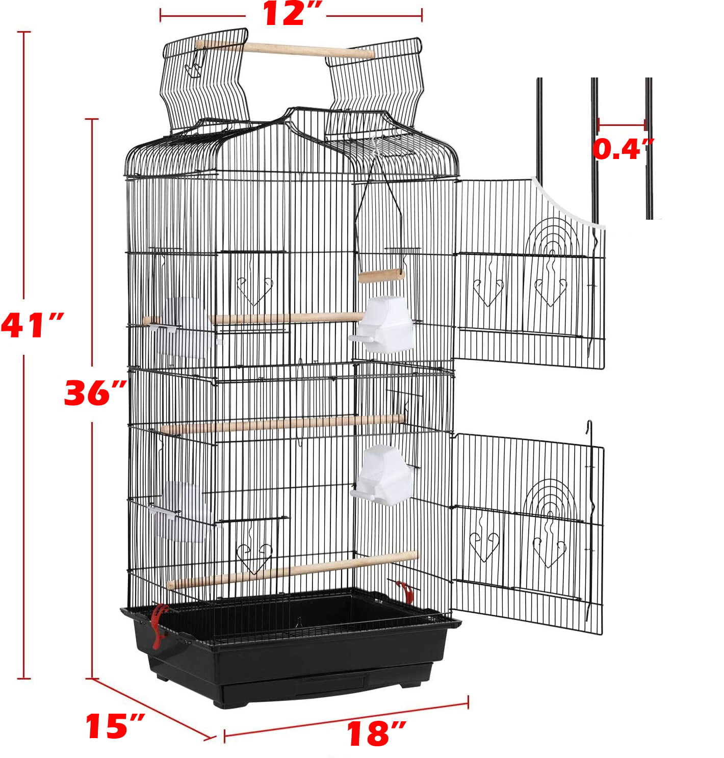 Large 64-inch Open Top Parakeet Lovebirds Flight Cage with Rolling Stand for Finches Canaries Cockatiels Budgie Parrotlet Conures Pet Birdcage