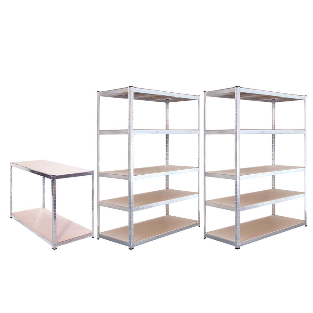 5 Tier Boltless Shelving Unit (set of 2) Plus Workbench