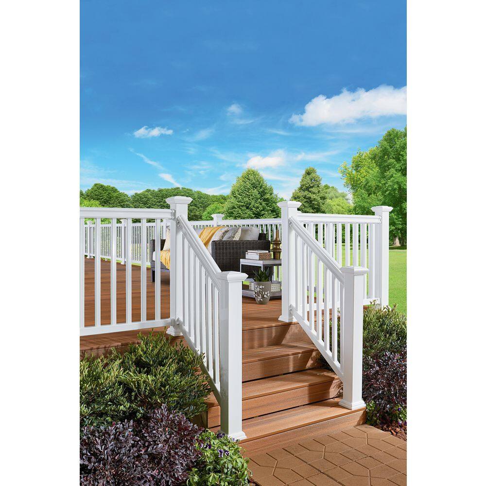 Fiberon 36in. x 3in. ArmorGuard Classic White Composite Stair Railing Kit SEC19 CWS 6KD HW