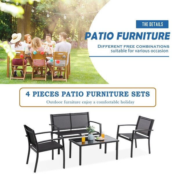 Futzca 4Piece Outdoor Patio Furniture Set，Textilene Bistro Patio Set