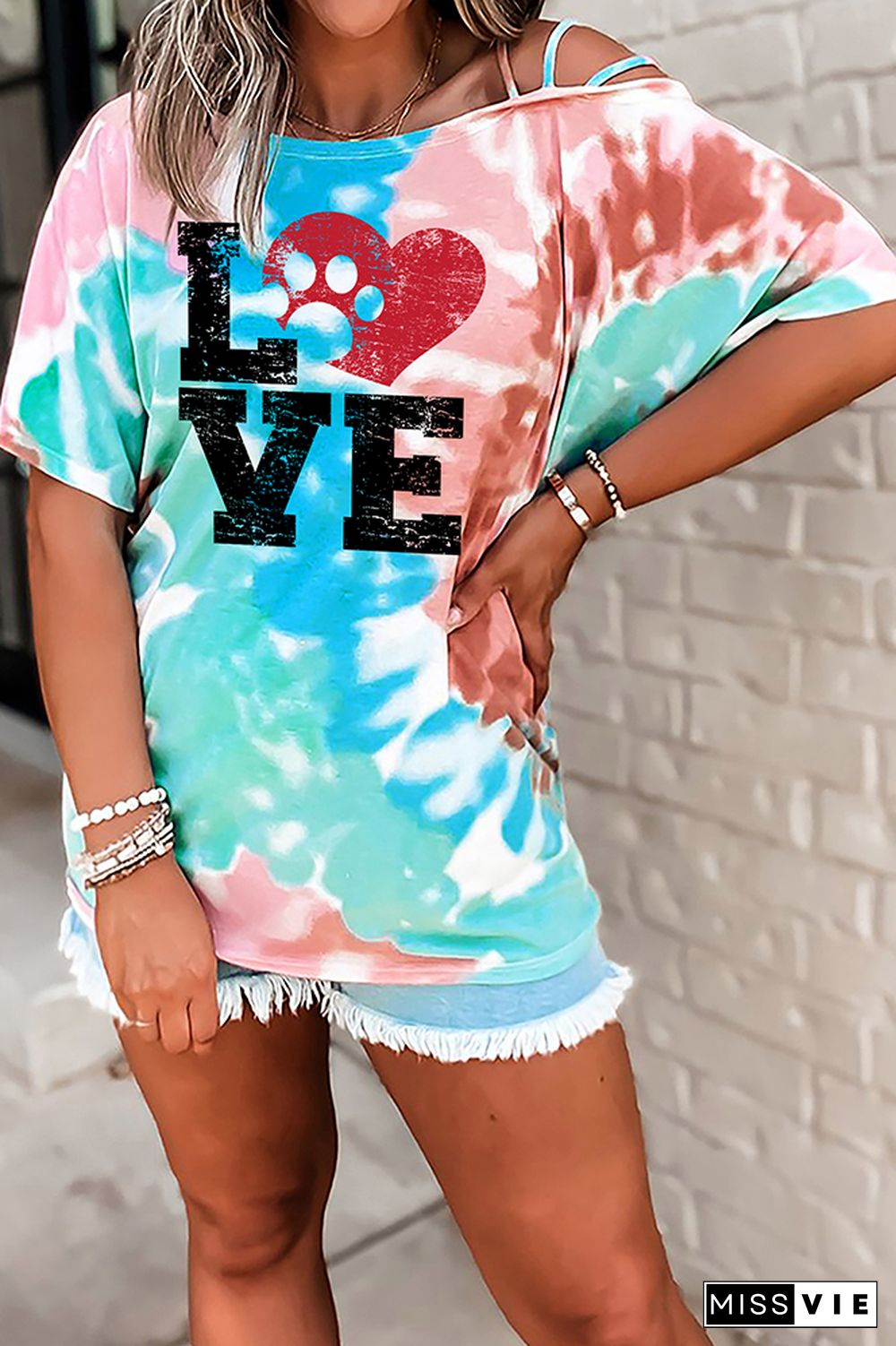 LOVE Printed Tie Dyed Tee