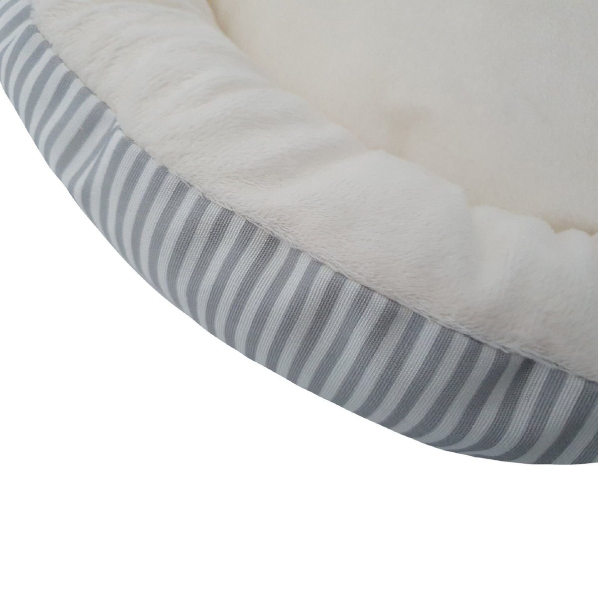 HappyCare Textiles Durable Canvas Cozy Round Detachable Faux Fur Cushion Cat and Dog Bed