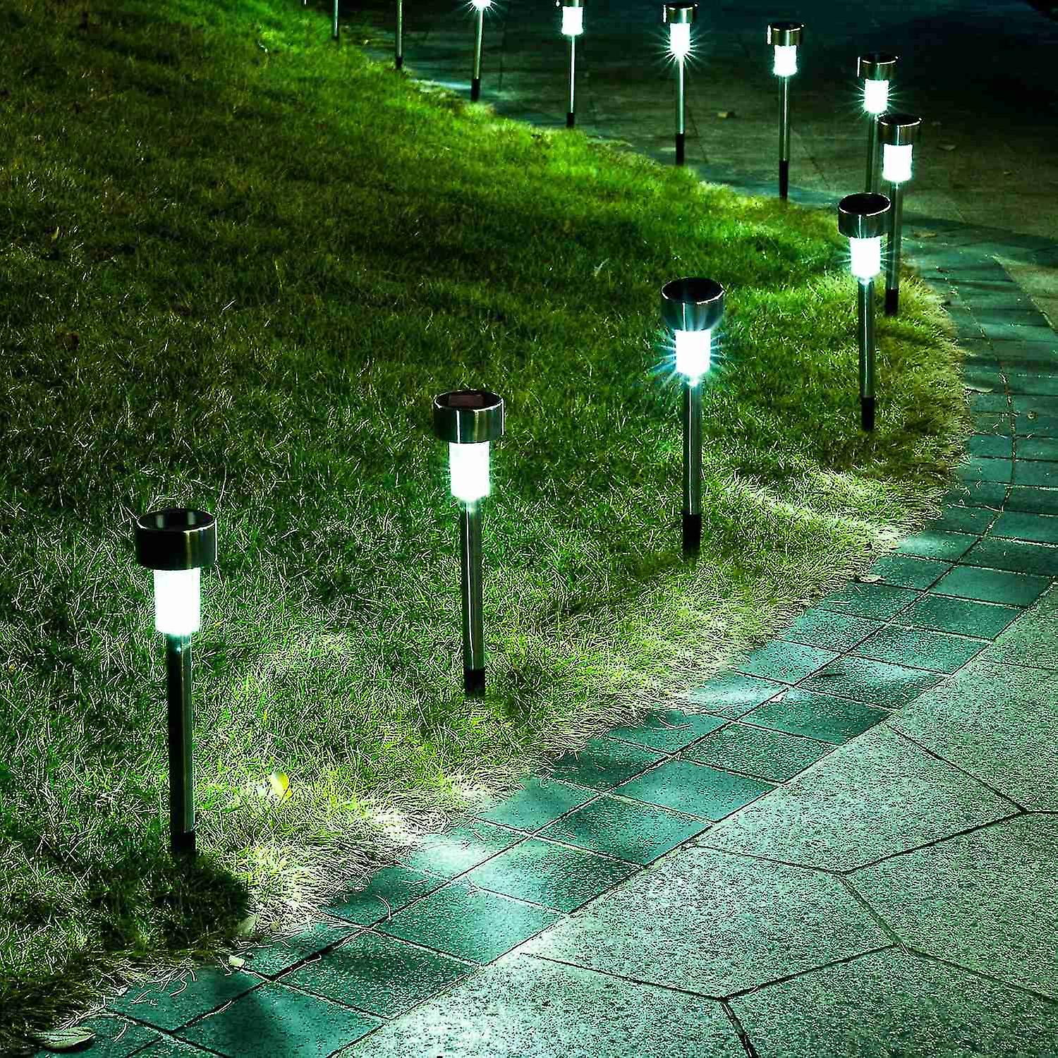 8pcs Solar Lights Outdoor Garden Led Light Landscape/pathway Lights Stainless Steel