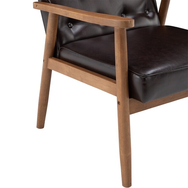 PU Leather Black/Brown Mid-century Accent Chair