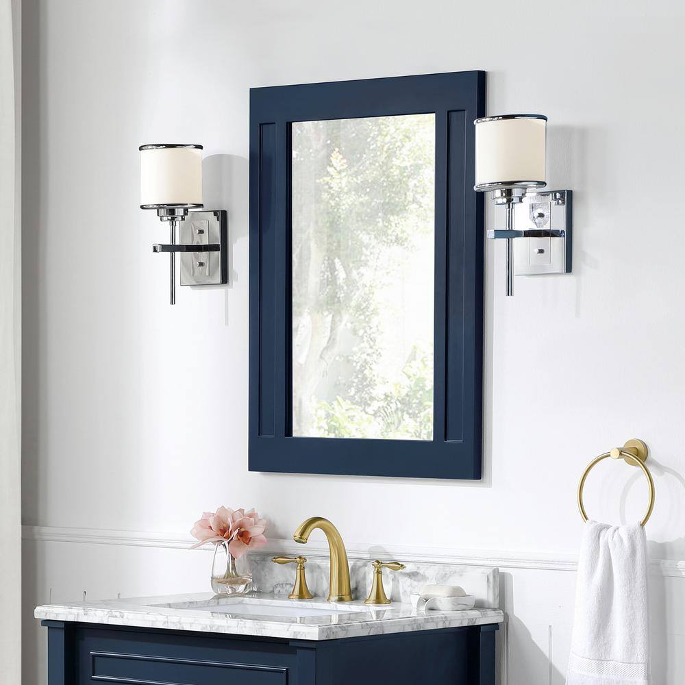 Home Decorators Collection Aberdeen 24 in. x 32 in. Framed Wall Mount Mirror in Midnight Blue Aberdeen SMR-MB